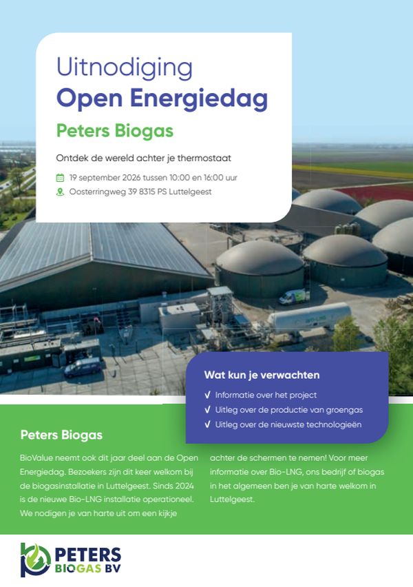 Uitnodiging Open Energiedag Peters Biogas