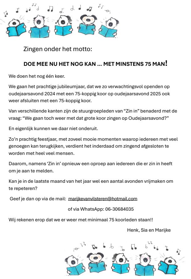 Zingen met oudjaar 2025