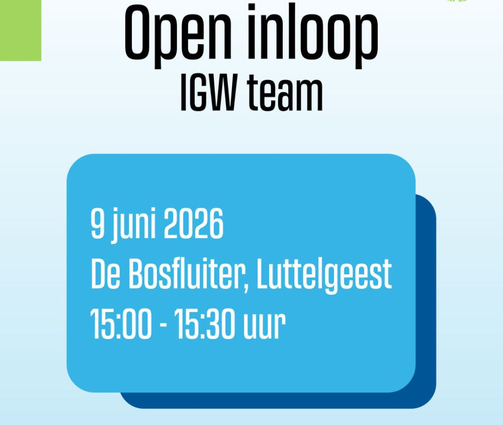 Open inloop van het IGW Team op 9 juni in de Bosfluiter