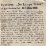 Algemeen  Buurtver. De Lange Brink organiseerd feestavond