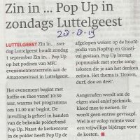 Algemeen 28 08 2019 Zin in ....Pop Up in zondags Luttelgeest2 Algemeen 28 08 2019 Zin in ....Pop Up in zondags Luttelgeest2