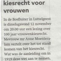 Algemeen 6 11 2019 100 jaar kiesrecht voor vrouwen Algemeen 6 11 2019 100 jaar kiesrecht voor vrouwen